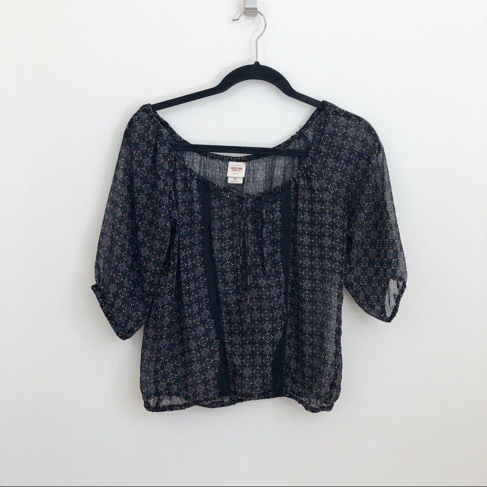 3/$23 Mossimo 3/4 sleeve semi-sheer chiffon top
